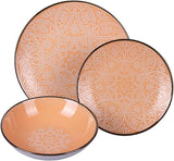 12-delige serviesset van steengoed, 4 bordensets in 4 verschillende designs, Baku Sunset
