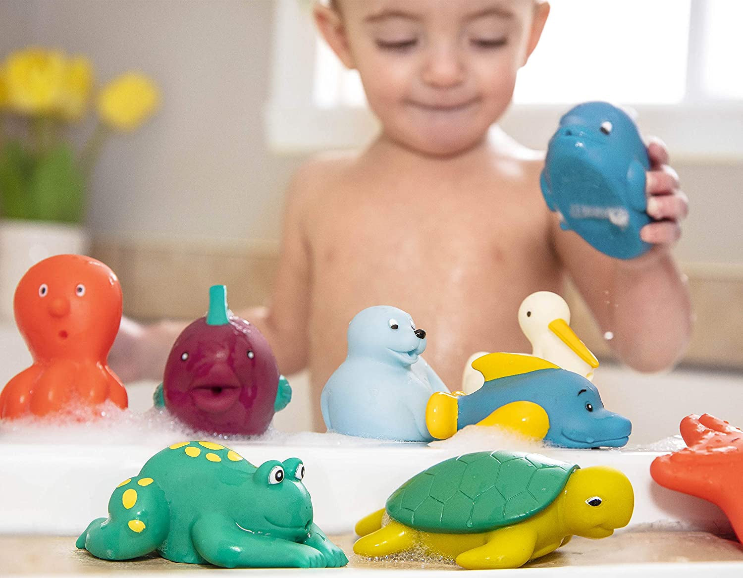 Battat 12-delig Badspeeltje Babybadje Waterdieren - Badmaatjes voor baby's vanaf 10 maanden - Badspeeltje Eend en meer Bebe Toys Naty Shop