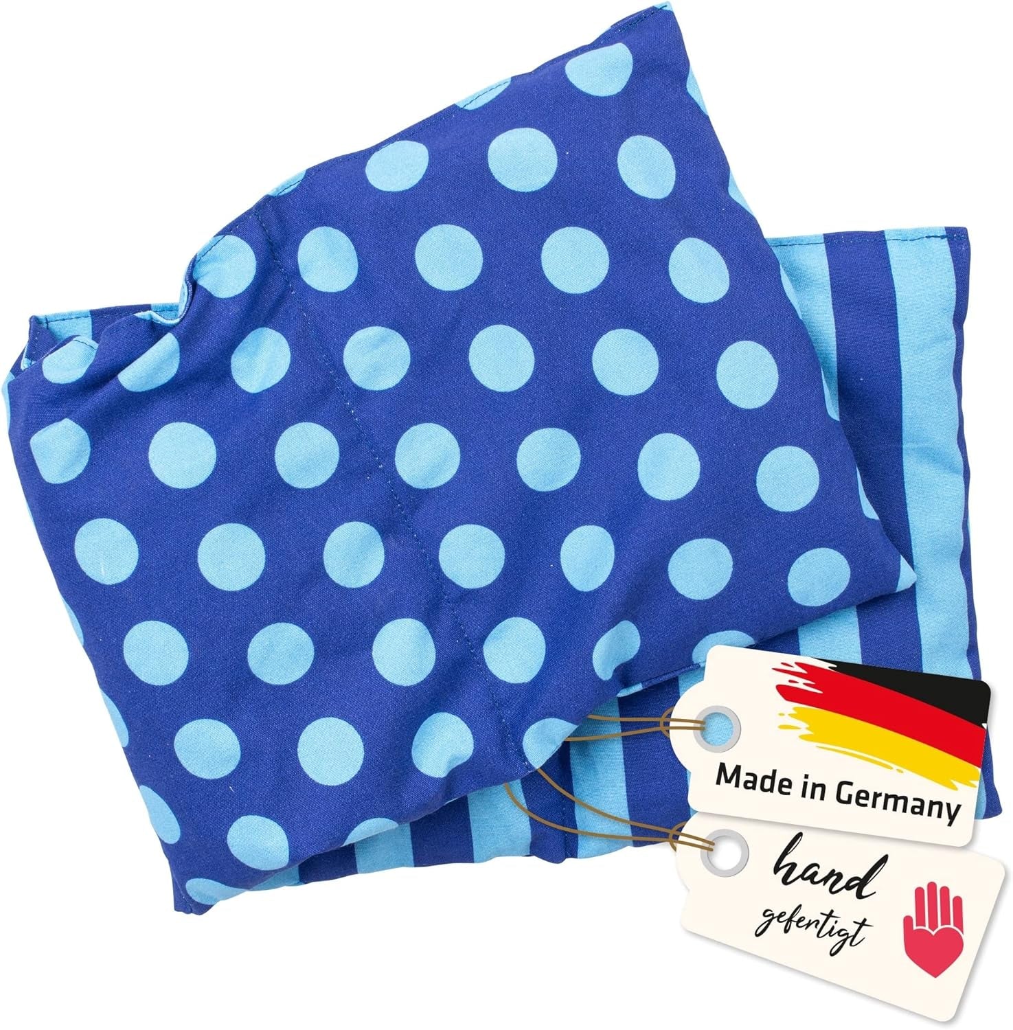 Kersensteenkussen Magnetron- en ovenbestendig - Blauw met strepen en stippen I Handgemaakt I Gemaakt in Duitsland I Ca. 20 X 60Cm I Oeko-Tex katoen I Nekkussen Cervicale orthopedische kussens Naty Shop Standaard titel
