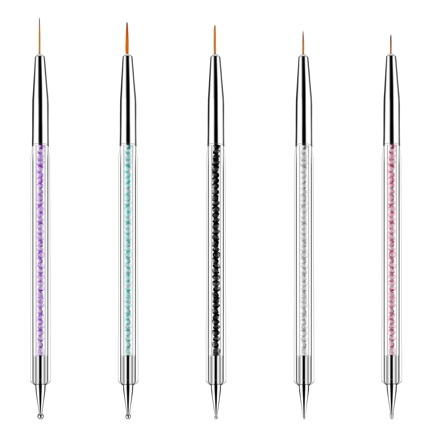 5 stuks Nail Art Pinsel Set Dotting Tool Nailart Pinsel Nageldesign Double Ended Dotting Pen Strass Professional Acryl Feinmalerei Nail Art Design