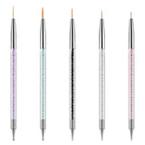 5 stuks Nail Art Pinsel Set Dotting Tool Nailart Pinsel Nageldesign Double Ended Dotting Pen Strass Professional Acryl Feinmalerei Nail Art Design