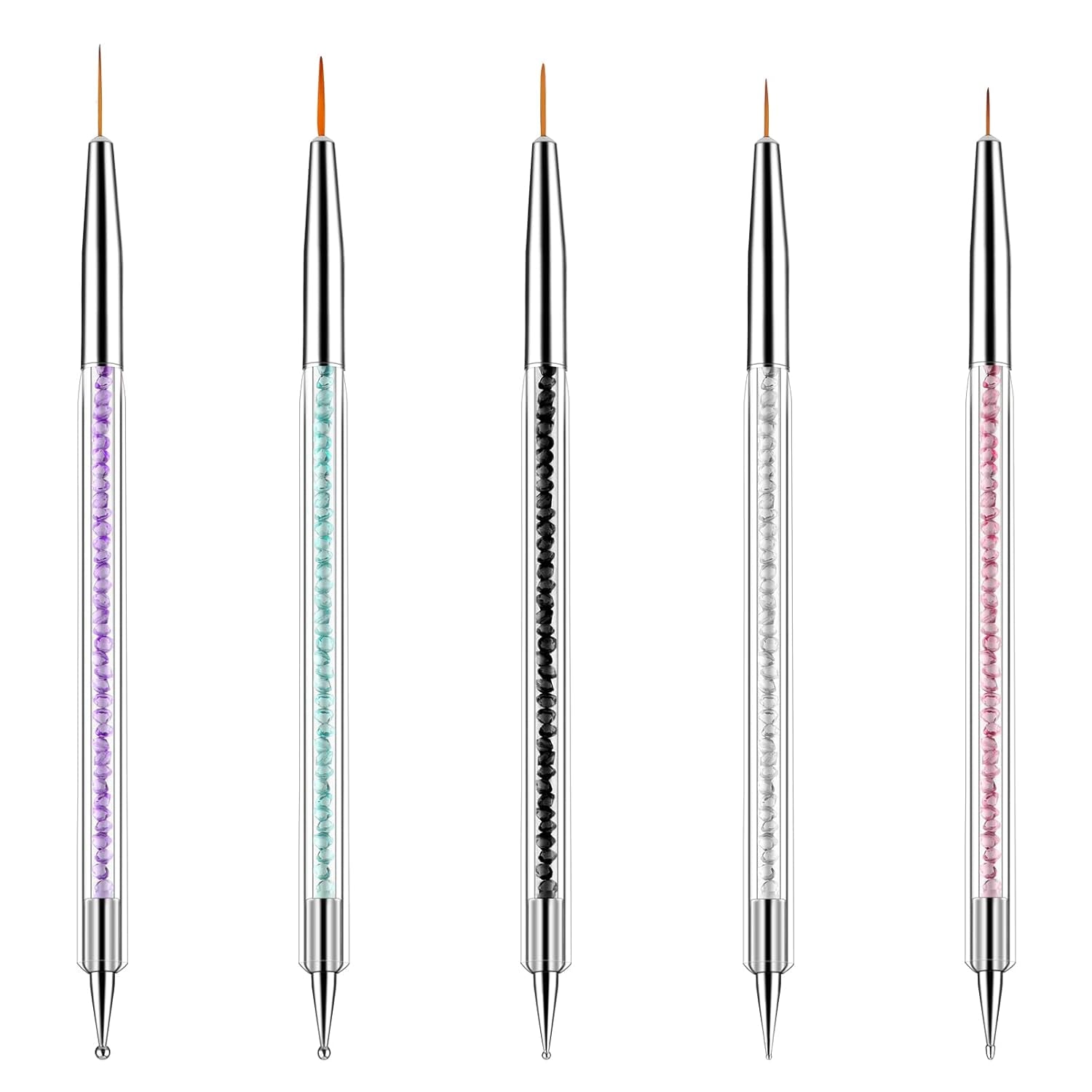 5 stuks Nail Art Pinsel Set Dotting Tool Nailart Pinsel Nageldesign Double Ended Dotting Pen Strass Professional Acryl Feinmalerei Nail Art Design