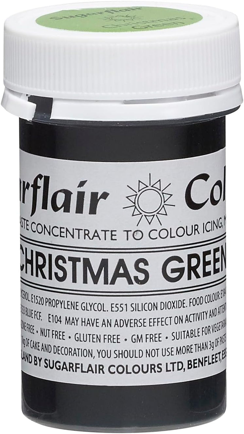 Sugarflair pastavoedselkleuring, kerstgroen, pastavoedselkleuring, fondant en marsepein, spectraal geconcentreerde kleuren - 25g