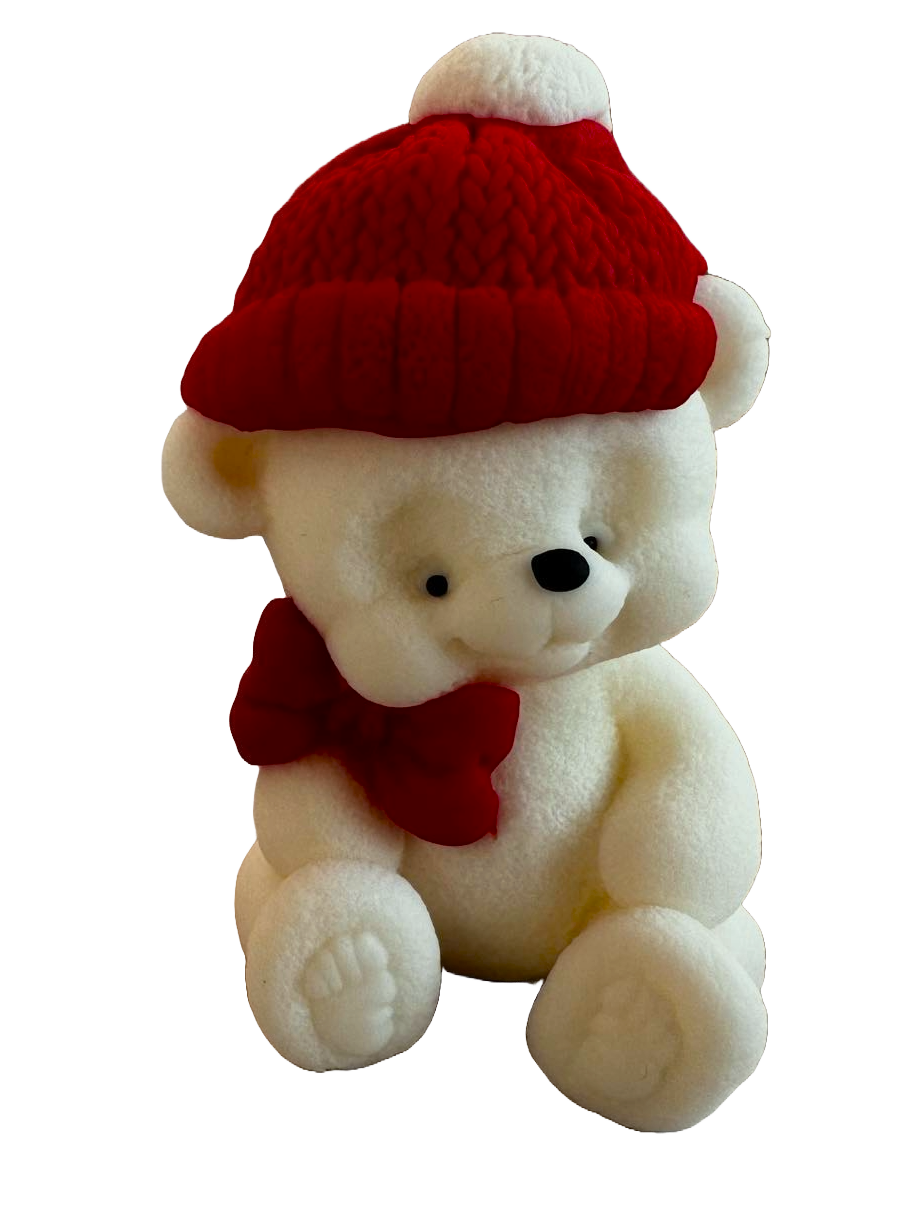 Eetbare decoratie van suikerpasta, Teddybeer met vlinderdas en rode hoed Decoraties van Sugar Paste Naty Shop