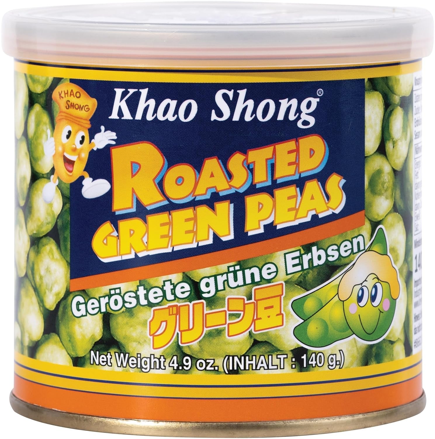 Khao Shong Gebakken groene erwten met wasabi, knapperige erwten in een pittig beslag, een vetarm alternatief voor noten, medium pikant, 1 blik van 140 g | 140 g (1 pakje)