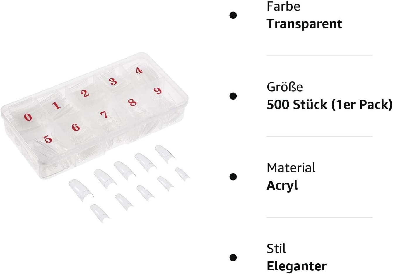 500 stuks natuurlijke Franse acryl kunstnagels kunsttips met doos voor vrouwen en meisjes