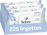 BIOLANE - Babydoekjes met water - 225 doekjes - 3 x 75 stuks - Zachte en effectieve reiniging - Vanaf de geboorte - Franse kwaliteit