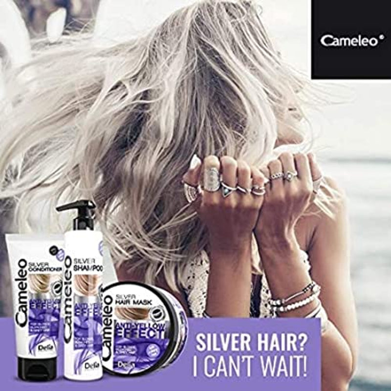 Cameleo - Zilvertintmasker - Geen geeleffect - Violette behandeling en kleurbescherming voor blond, grijs en wit haar - Platinum Shades - UV-bescherming - Vrij van parabenen - 200 ml Naty Shop Haarmasker