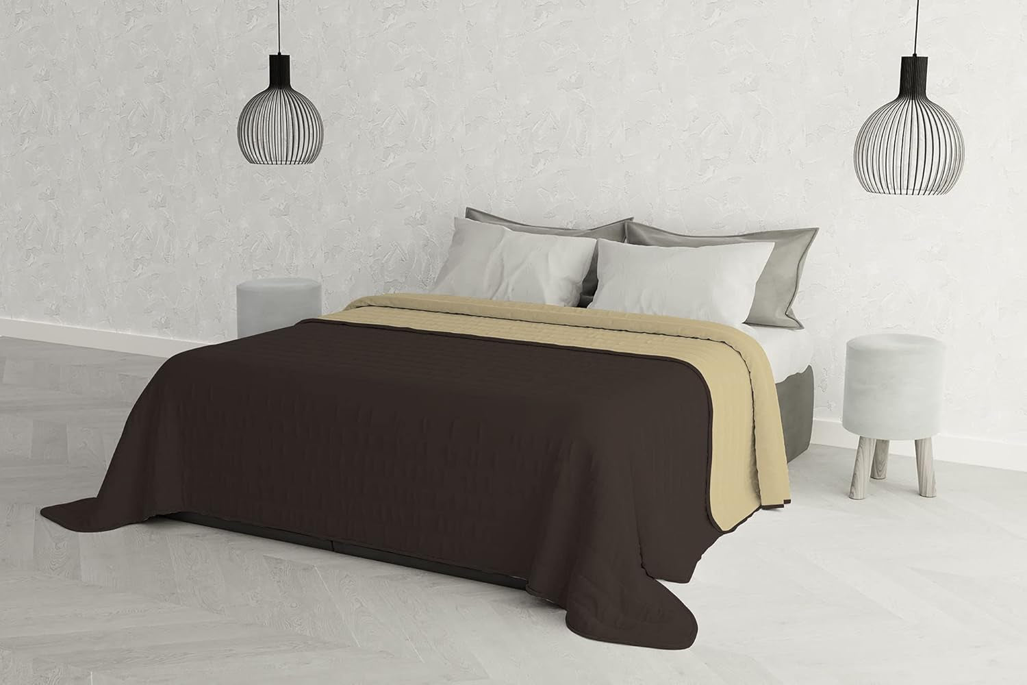 Elegant dekbed voor een tweepersoonsbed 260 X 270 cm Donkerblauw/Appelgroen Bedden en dekbedden Besuche den Italian Bed Linen-Store Marrone/panna