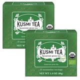 Kusmi Tea - Pak van 2 - Jasmijn Groene Thee - Biologische Jasmijn Groene Thee Blend - 100% Biologische Groene Thee - Kan warm of koud worden geconsumeerd - 2X20 theezakjes