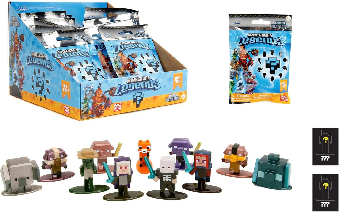 Jada Toys - Minecraft Blind Pack Nanofigs, Wave 2, Minecraft Legends Nano Metal verzamelfiguur, verschillende modellen, 4 cm, leeftijd 3+, zwarte actiefiguren Naty Shop standaardtitel