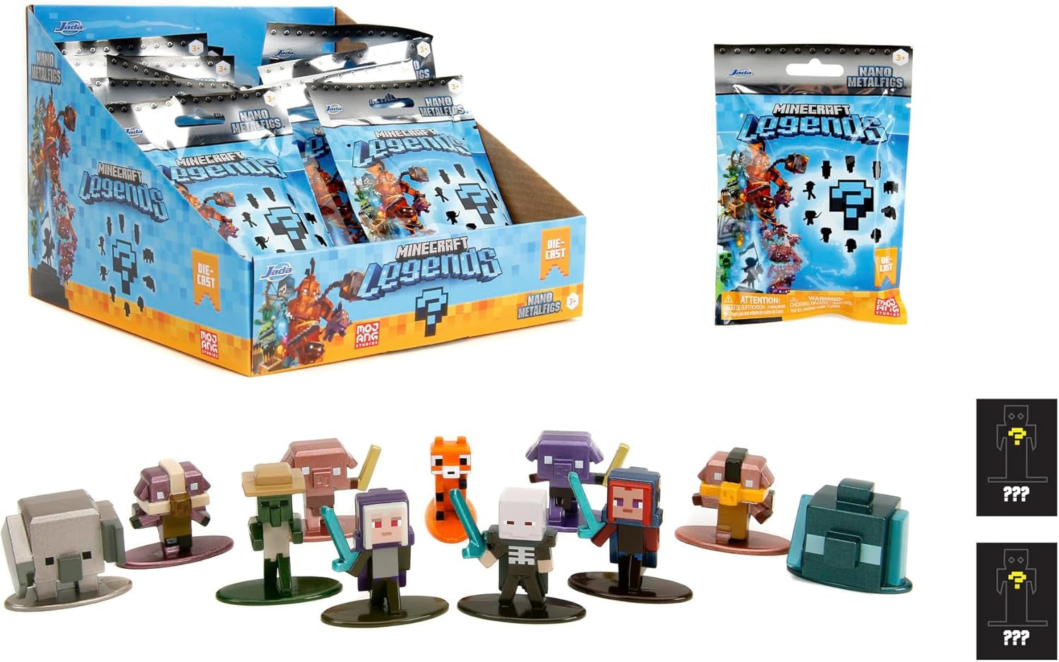 Jada Toys - Minecraft Blind Pack Nanofigs, Wave 2, Minecraft Legends Nano Metal verzamelfiguur, verschillende modellen, 4 cm, leeftijd 3+, zwarte actiefiguren Naty Shop standaardtitel