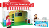 Small Foot 10852 Speelhuis Restaurant Van hout, Met 2 poppenfiguren, accessoires en afneembaar dak, Vanaf 3 jaar Poppenhuizen Naty Shop Supermarkt