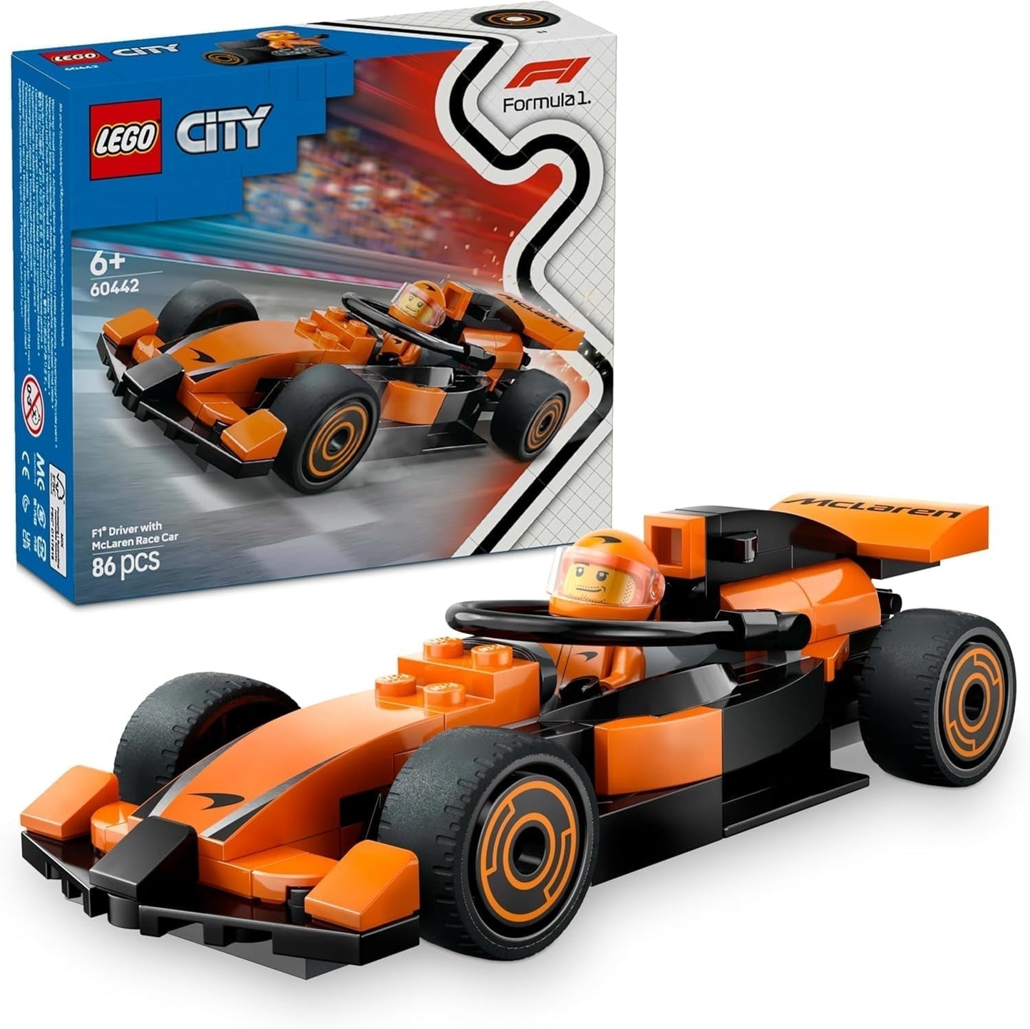 LEGO City F1 Racer met McLaren racewagen - Formule 1 speelgoedmodel met racewagen en minifiguur - klein cadeautje voor jongens en meisjes vanaf 6 jaar of motorsportfans 60442 Bouwsets Besuche den LEGO-Store Standaard titel