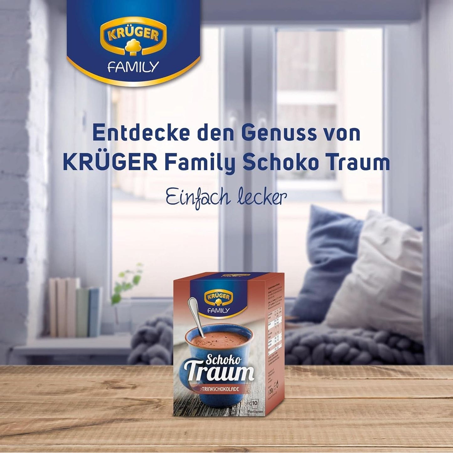 KRÜGER Family, Cacaopoeder voor warme chocolademelk, 8 dozen x 10 zakjes, 8 x 250 gram Cacao en Warme Chocolademelk Naty Shop