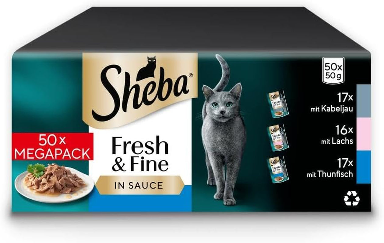Sheba CATCARE Zak Nat Vers & FIJN (Vis) Stukjes in saus Volwassen 50g Multipack Standaard