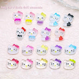 3D kattennagelstickers, nagelglitter, pailletten, harsnagelstickers, nageledelstenen, diamanten voor nagelkunst, inclusief strass nagelwasstick (kleurrijke kat)