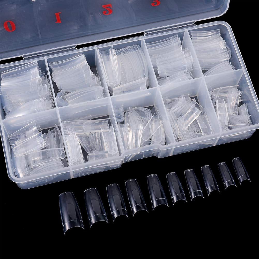1000 stuks kunstnagels 10 maten Natuurlijke nageltips Kunstmatige Franse nageltips Kunstnageltips Valse nageltips Box Art Tips voor dames meisjes