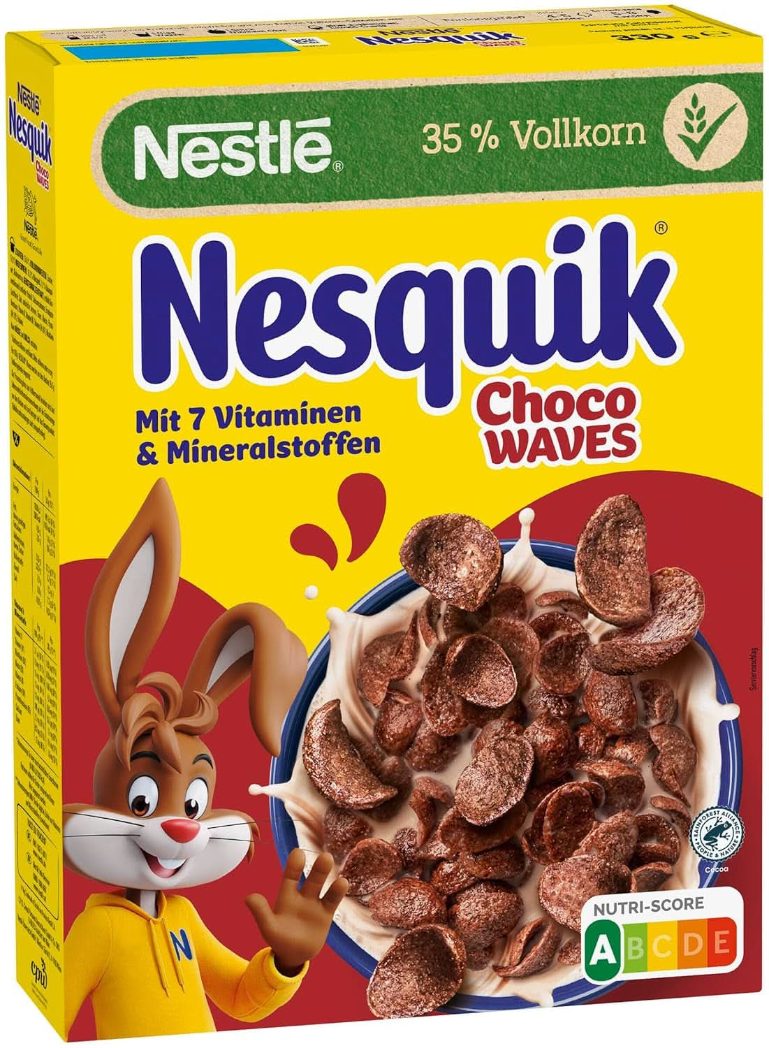Nesquik Choco Waves, knapperig ontbijt met chocoladegolven, 330 gram Cereals Naty Shop