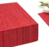 50 Premium Servetten "ROYAL Collection" 1/4-vouw 40 Cm X 40 Cm Rood Hoge Kwaliteit "Ornamenten" (Pak van 2)