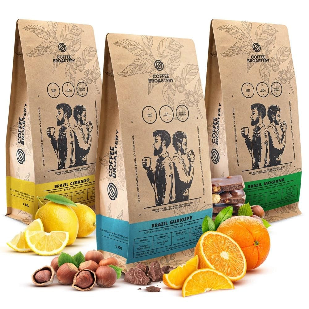 Set koffiebonen 3x1kg 3000g | Brazilië Guaxupe | Brazilië Mogiana | Brazilië Cerrado | Brazilië | Speciale koffie | Vers gebakken