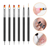 6 Stück Doppel-Ende Nagel Pinsel, Nageldesign Pinsel, Doppel-Ende Nail Art Pinsel Kit Professionelle Maniküre Werkzeuge Kit (Zwart)