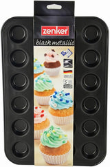 Zenker 6541 Zwart Metallic 24Er Mini-Muffinform – Antihaftbeschichte Für Perfekte Mini-Muffins, Ø 4,5 Cm, ​​Made in Germany Vormen en bakplaten Naty Shop