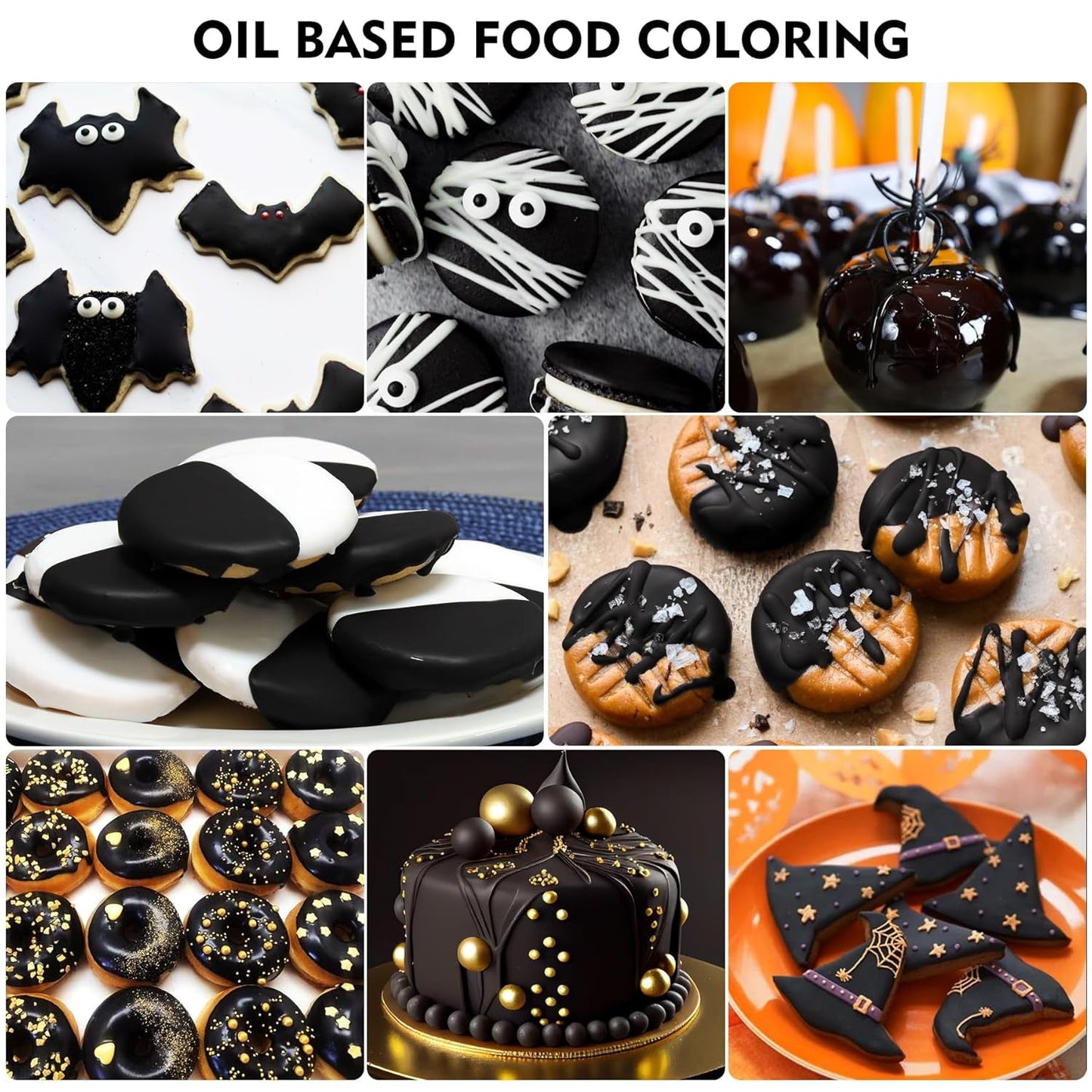 Fettlösliche Lebensmittelfarbe Für Schokolade - 60Ml Olbasis Lebensmittelfarben Für Fondant, Torten Decoratie, Backen - Flüssige Voedselkleuring voor Kakaobutter, Botercrème, Kuchen (Schwarz) Naty Shop