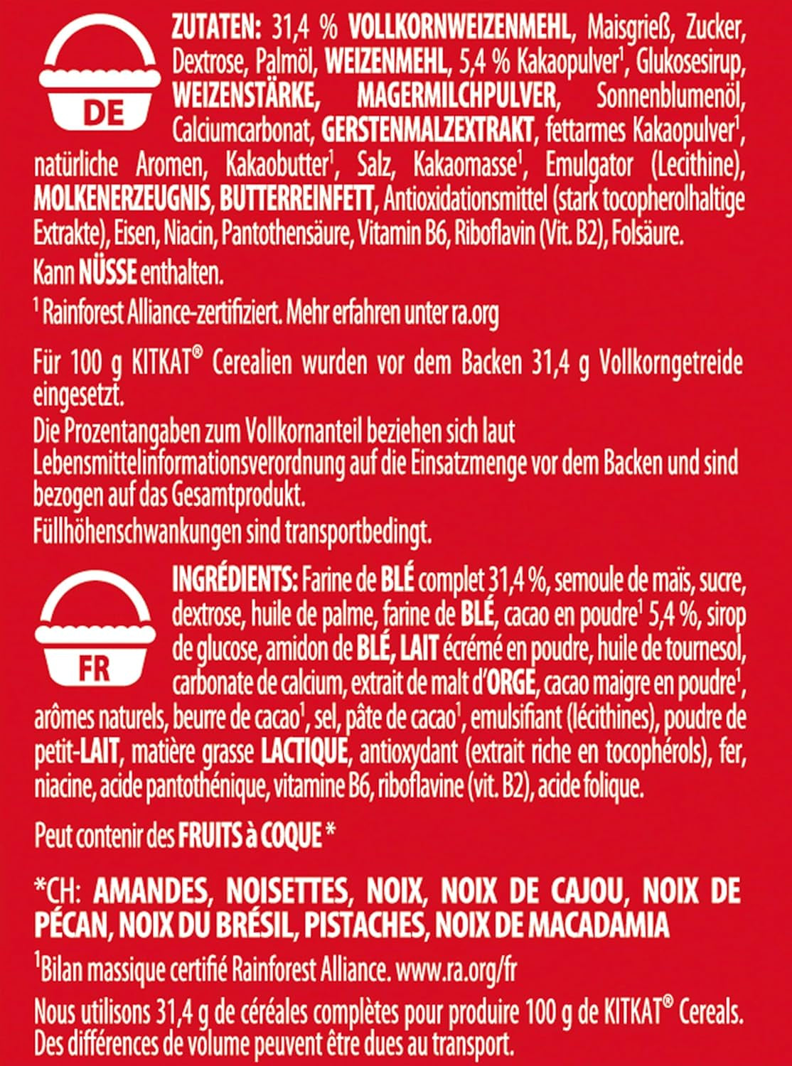 Nestlé Cereal, knapperige ontbijtgranen met typische wafel en heerlijke chocolade, 1 pakje (1 x 330 g)