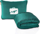 Eversnug Reisdeken en -kussen - Zachte 2-in-1 vliegtuigdeken met zachte zak, kussensloop, handtashoes en rugzakhouder (bordeauxrood) Reiskussens Naty Shop Blauwgroen/A Touch Of Paradise (Trace Of Paradise)