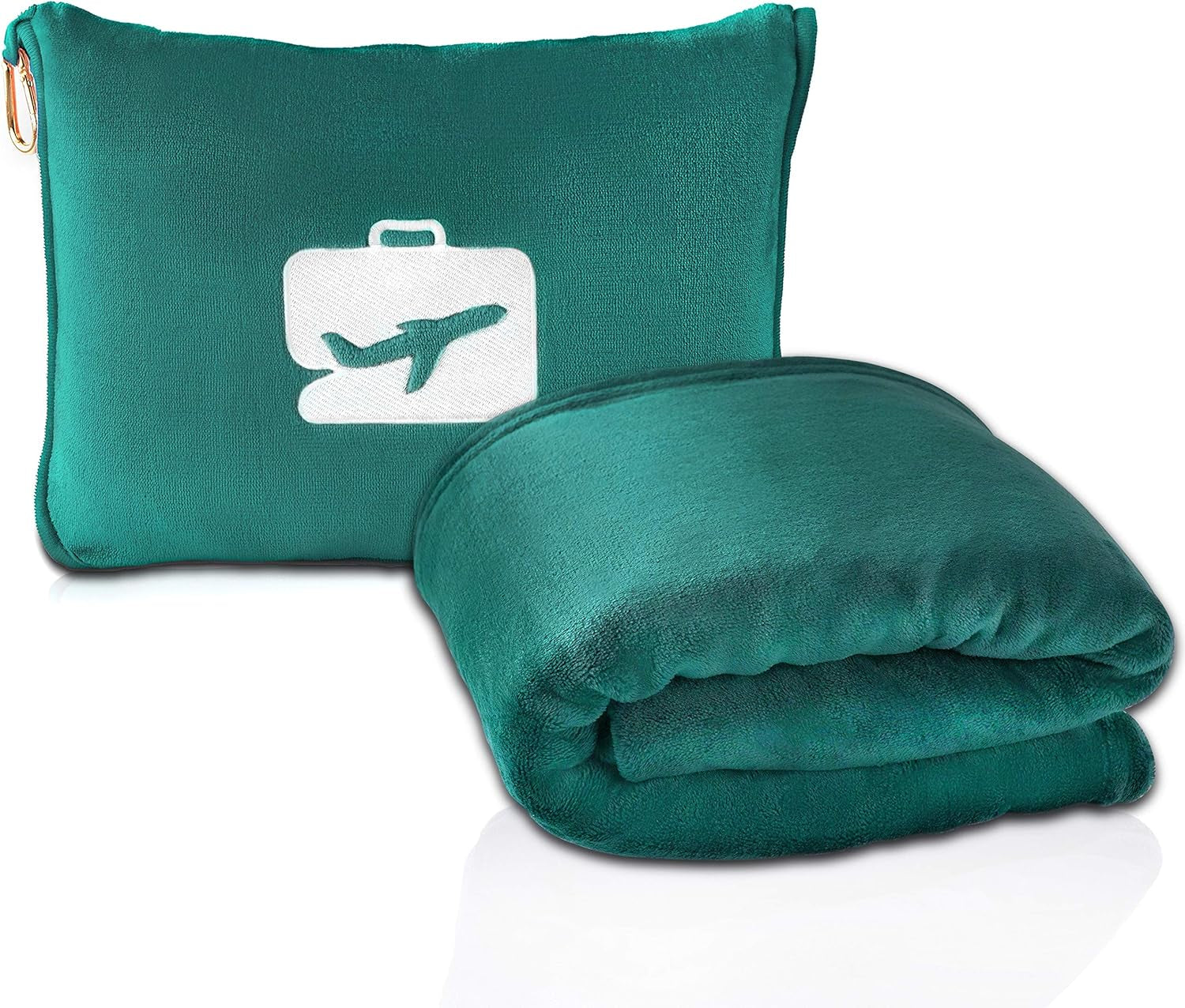 Eversnug Reisdeken en -kussen - Zachte 2-in-1 vliegtuigdeken met zachte zak, kussensloop, handtashoes en rugzakhouder (bordeauxrood) Reiskussens Naty Shop Blauwgroen/A Touch Of Paradise (Trace Of Paradise)