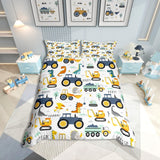 Jungen Cartoon Auto Beddenset 135X200,Kinder Bau Fahrzeuge Tröster Abdeckung Für Kind Kleinkind Teens,Dinosaurier Bettbezug,Traktor Maschinerie Bagger Bettdecke Abdeckung,Lkw Autos Bedtuchen Naty Shop Multi 15 135*200+80*80*1