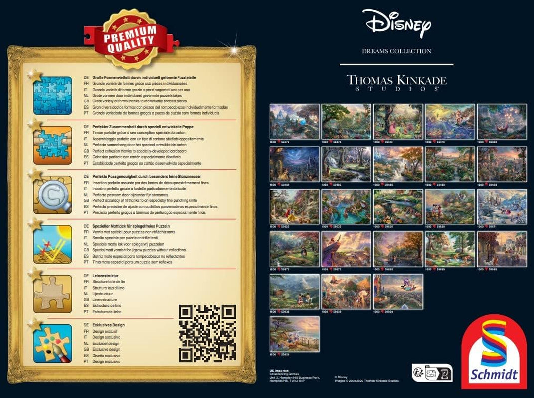 Schmidt Spiele 58030 Thomas Kinkade, Disney, Vaiana, Moana, puzzel 1000 stukjes, normaal, zwart, wit Puzzel Naty Shop