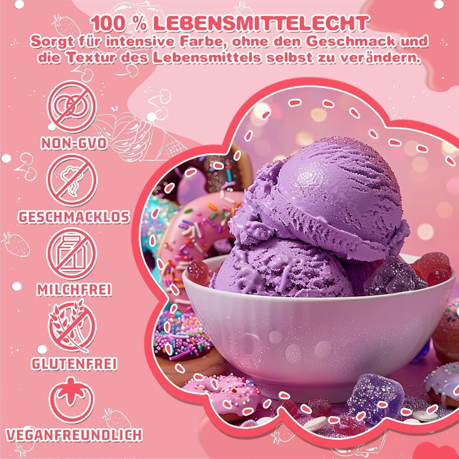 Gelvoedselkleuring - HXDZFX 2×30ml, suikervrije voedselkleuring, sterk geconcentreerd, voor het versieren van taarten, witte fondant, bitterkoekjes, koekjes, bakken, paaseieren, slijm (druivenpaars)