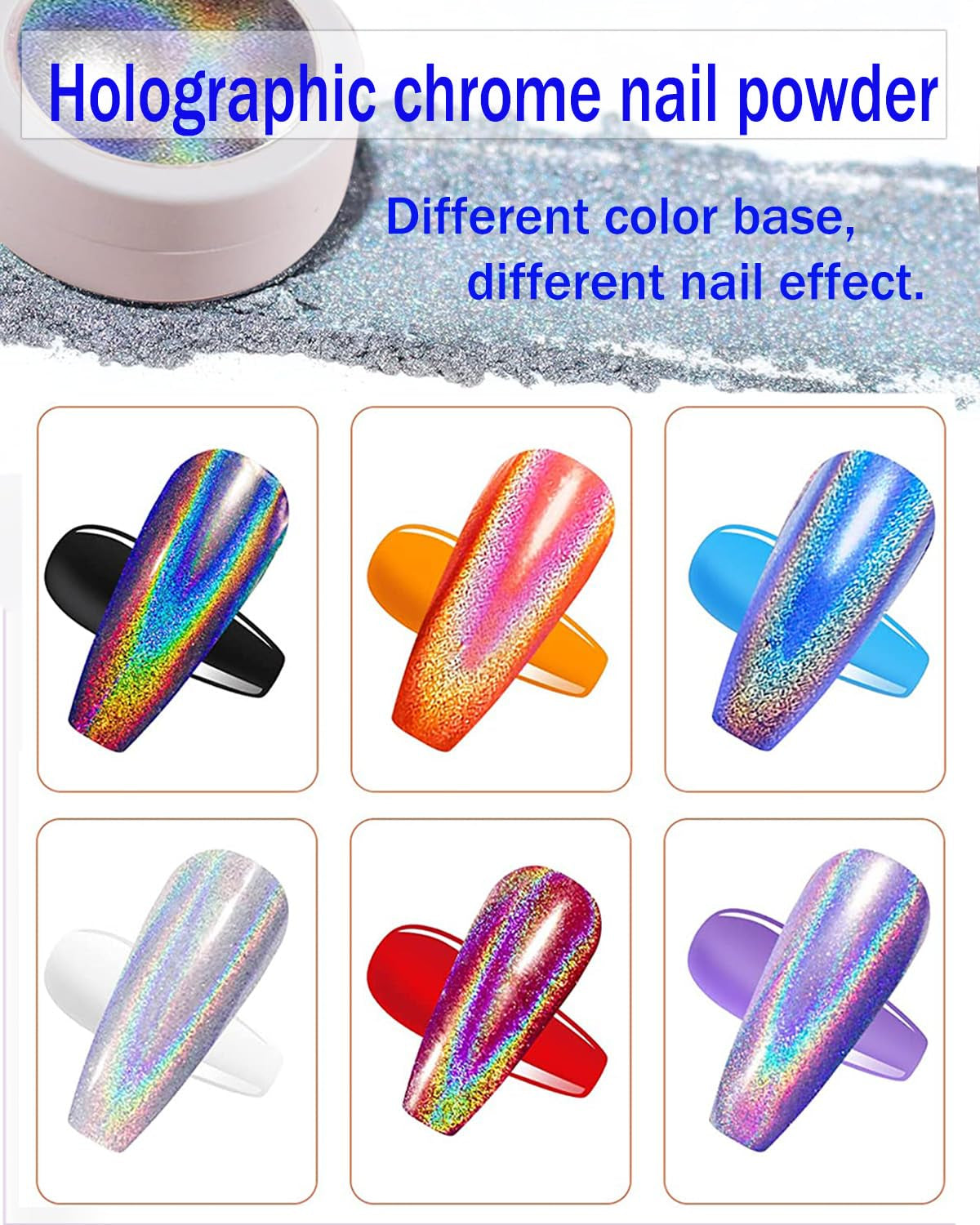 Wahrshei 6 Chrome Nail Powder, Chrome Pulver Nägel Mit Spiegeleffekt, Laser Chrome Puder, Pearl Effect Powder voor geglazuurde donutnagels