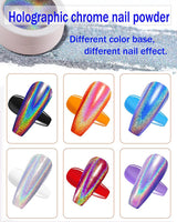 Wahrshei 6 Chrome Nail Powder, Chrome Pulver Nägel Mit Spiegeleffekt, Laser Chrome Puder, Pearl Effect Powder voor geglazuurde donutnagels