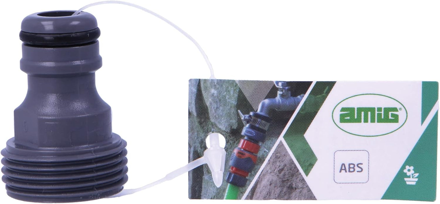Amig - Mannelijke adapter voor 3/4 inch kraanaansluiting | Snel en eenvoudig aansluiten voor waterleidingen | Schroefdraadverbinding | ABS-kunststof en rubber | Grijs