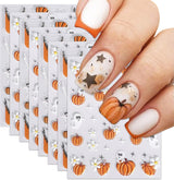 Nagelsticker Halloween, 8 Blätter Halloween Nagelsticker, Kürbis Nagelsticker, Nail Art, Nagel Charms, Nagel Zubehör, Nageldesign, Kerstmis (Typ A)