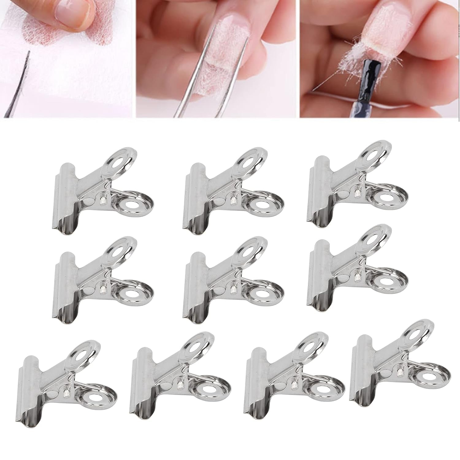 10 stuks nagelclips metalen clip nagelverlengingsclip nail art tool glasvezel fixer nagelkunstaccessoires duurzaam praktische uitrusting thuis doe-het-zelf salon