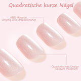 Kiiwah 48 stuks korte vierkante nagels roze kunstnagels lijm op korte nageltips valse nageltips