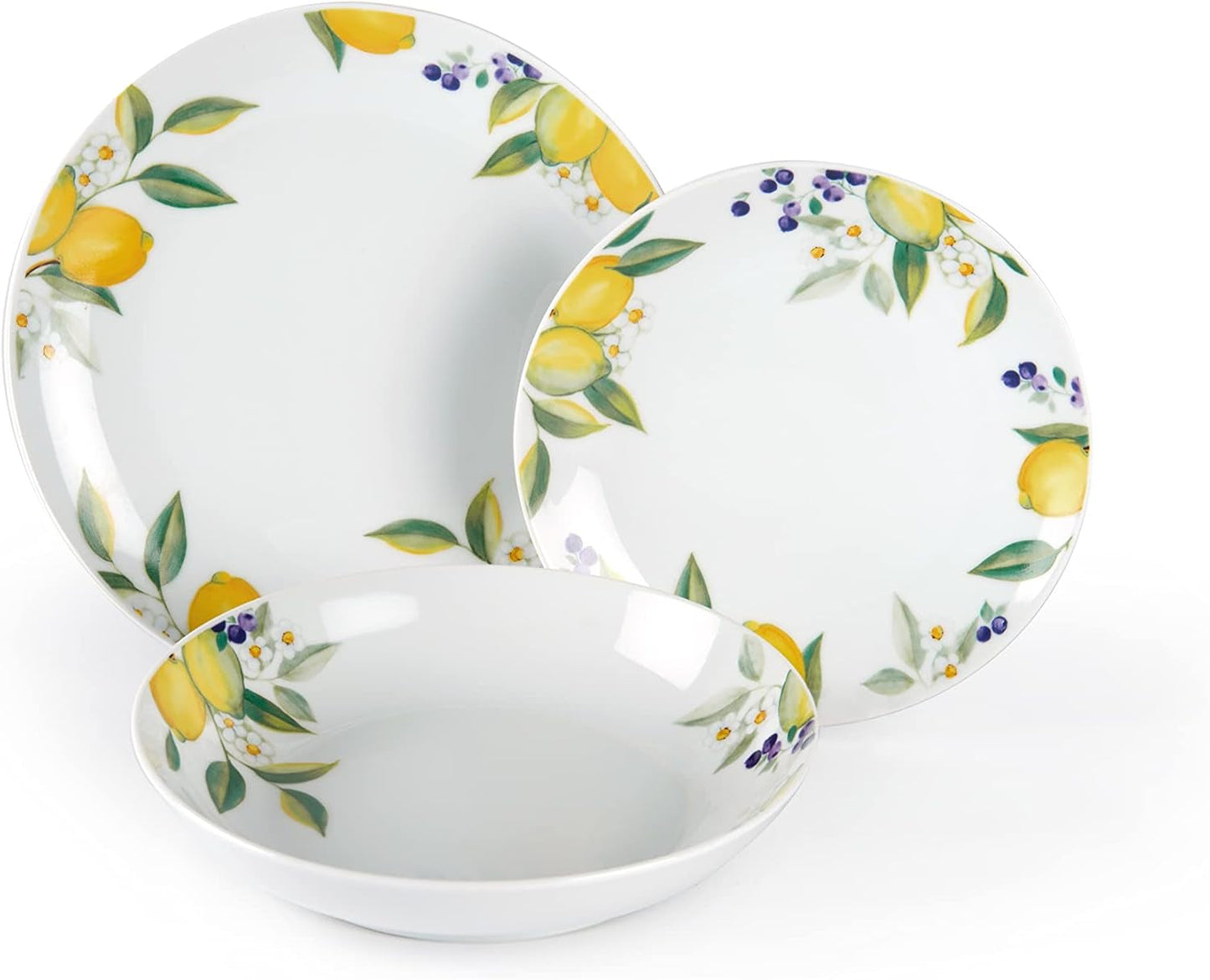 Excelsa Lemon serviesset, 18-delig, porselein, wit/citroen