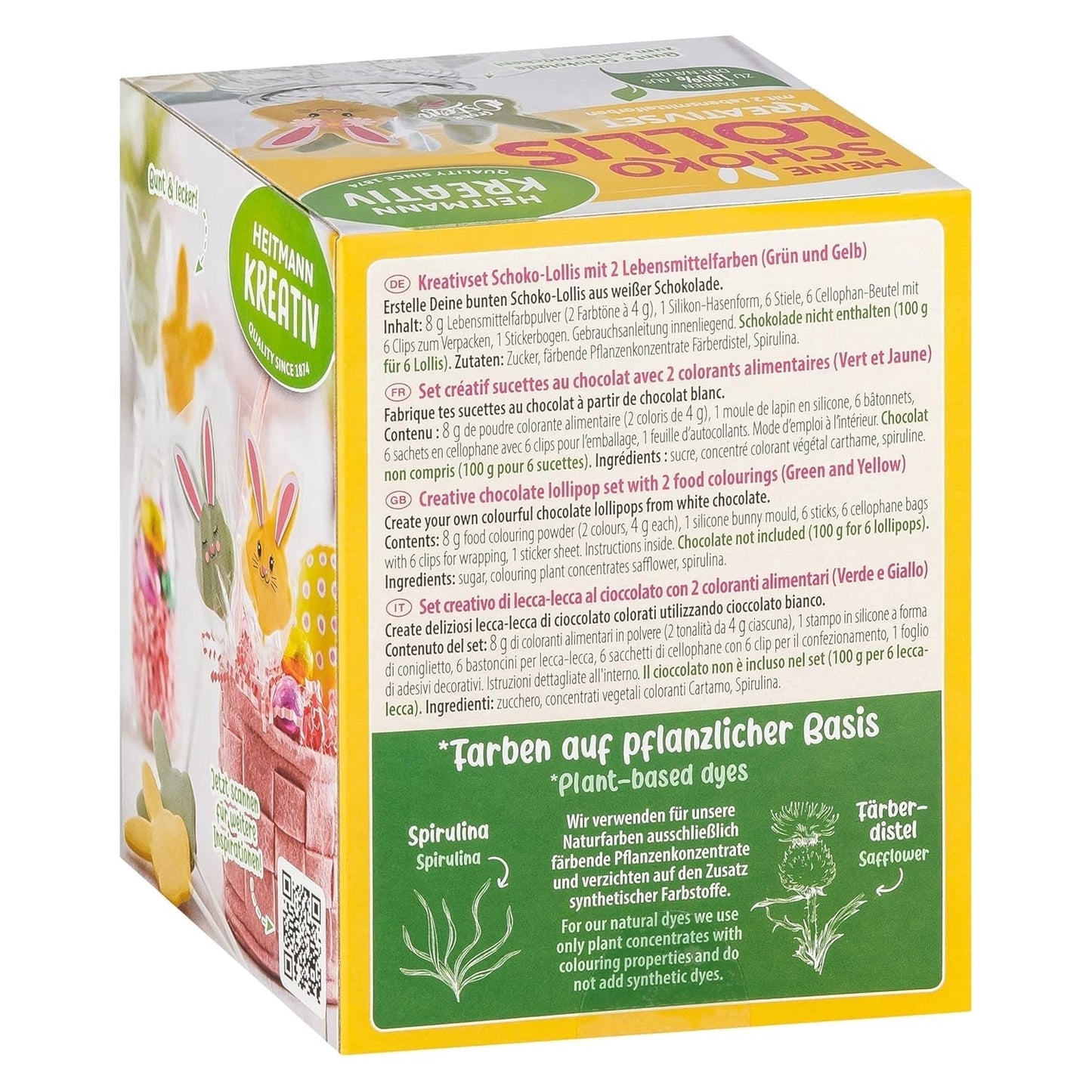 HEITMANN KREATIV - Chocoladelolly's - Met kruidenpoederkleurstoffen - Geel en Groen - DIY Kit - Pasen
