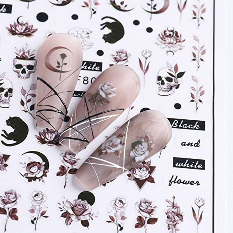 JMEOWIO Nagelsticker Frühling Blumen 10 Blätter Nagelaufkleber Selbstklebend Nail Art Decoratie Nageldesign Zubehör Für Frauen Mädchen