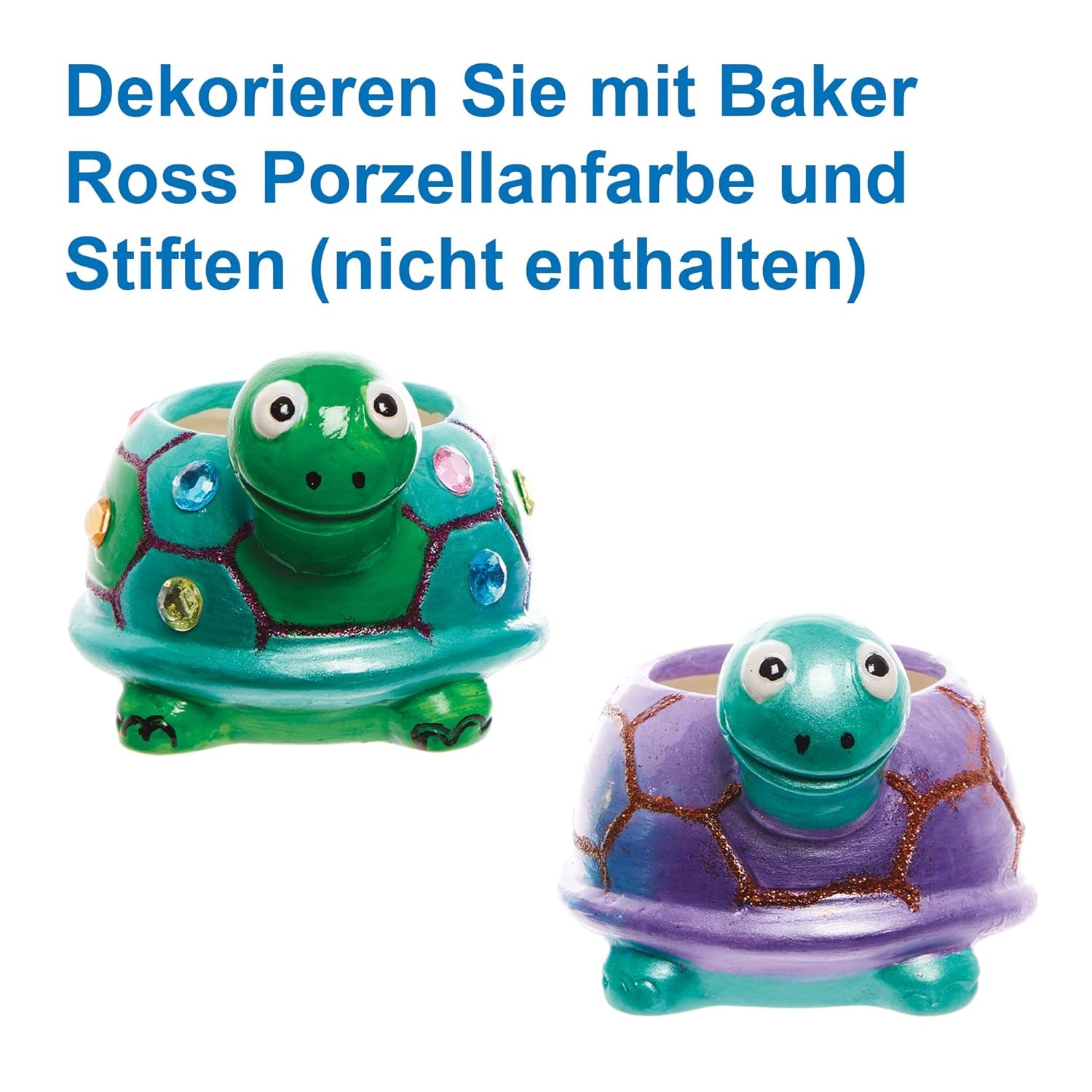 Baker Ross FX594 Turtle keramische plantenbakken - 2 stuks, schilder je eigen plantenbak