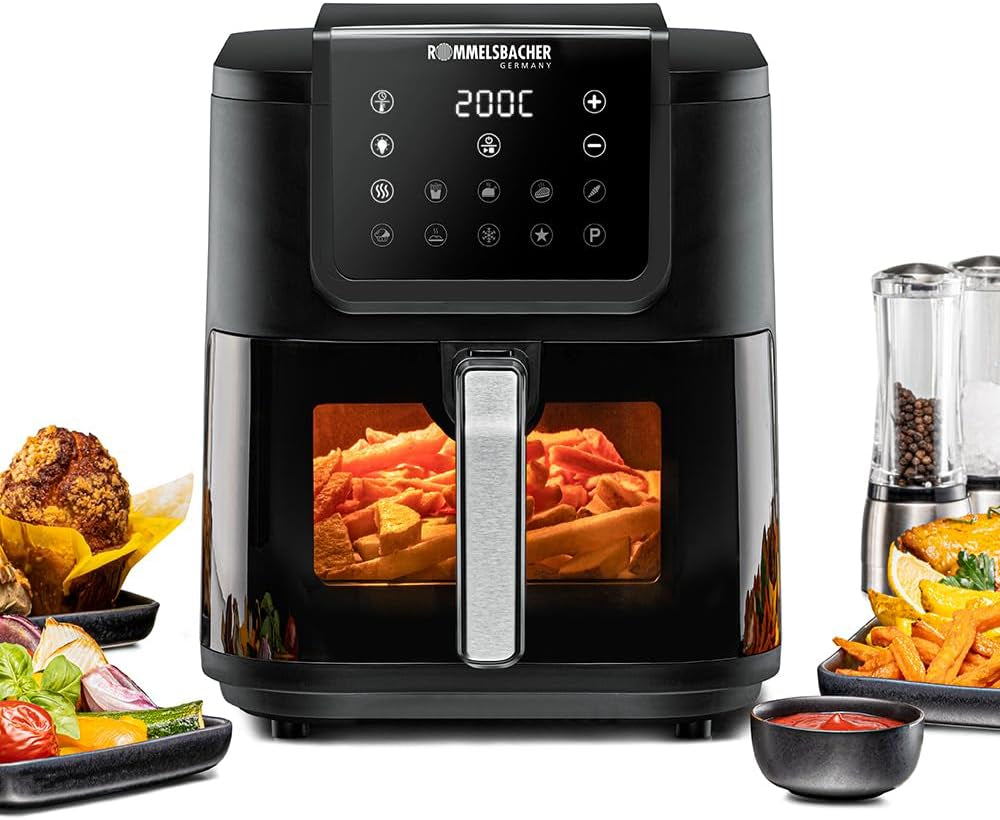 ROMMELSBACHER Heteluchtfriteuse met venster FRH 1700, 10 programma's, stil Apparaten Naty Shop 8 liter