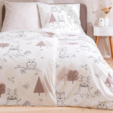 Kinderbedlinnen, vos, uil en bosdieren, 100% katoen Beddengoed - kinderen Naty Shop Bosdieren
