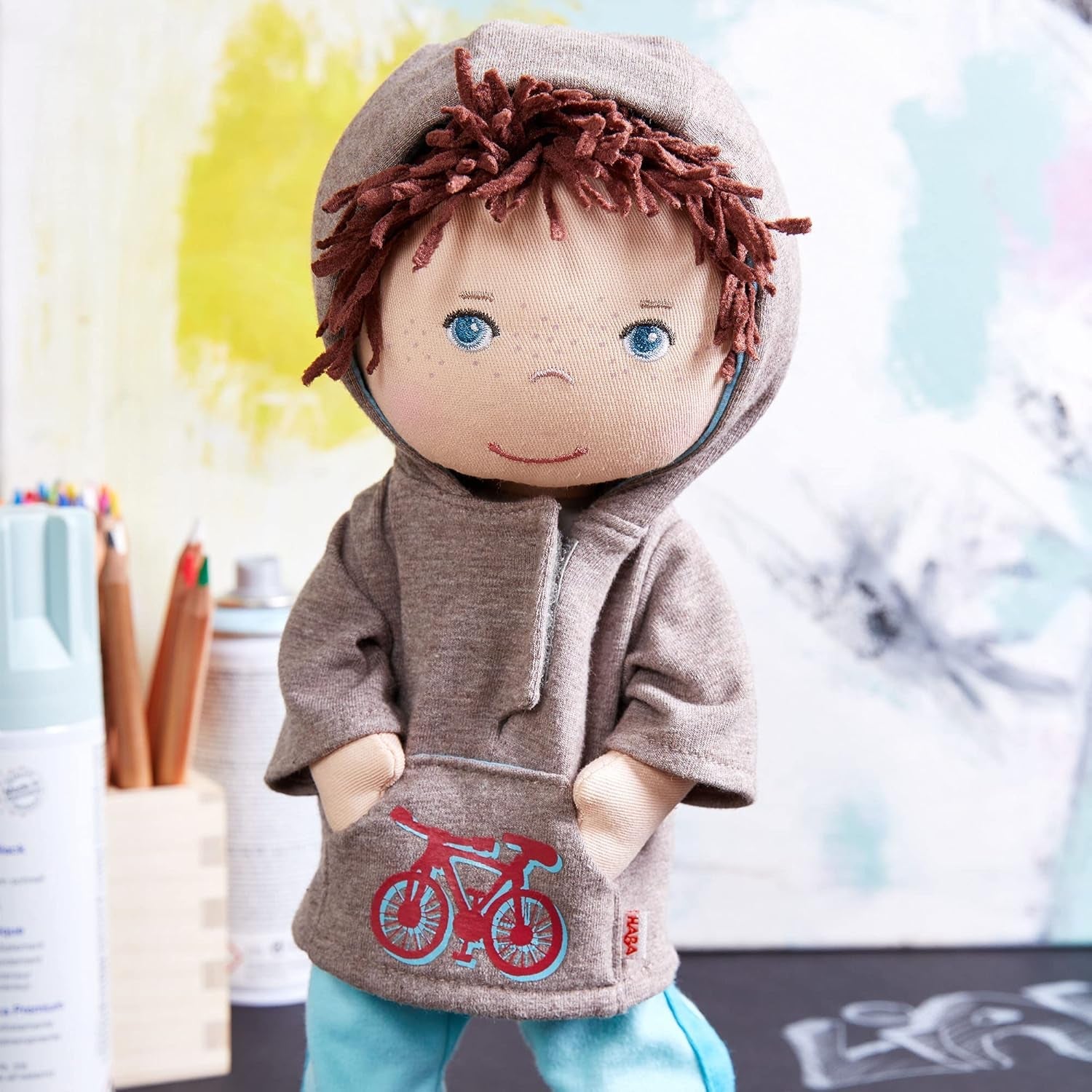 HABA Lian pop - Zachte stoffen pop 30 cm, ideaal voor baby's en peuters, wasbaar en gemakkelijk aan- en uit te kleden, vanaf 18 maanden - 1302109001