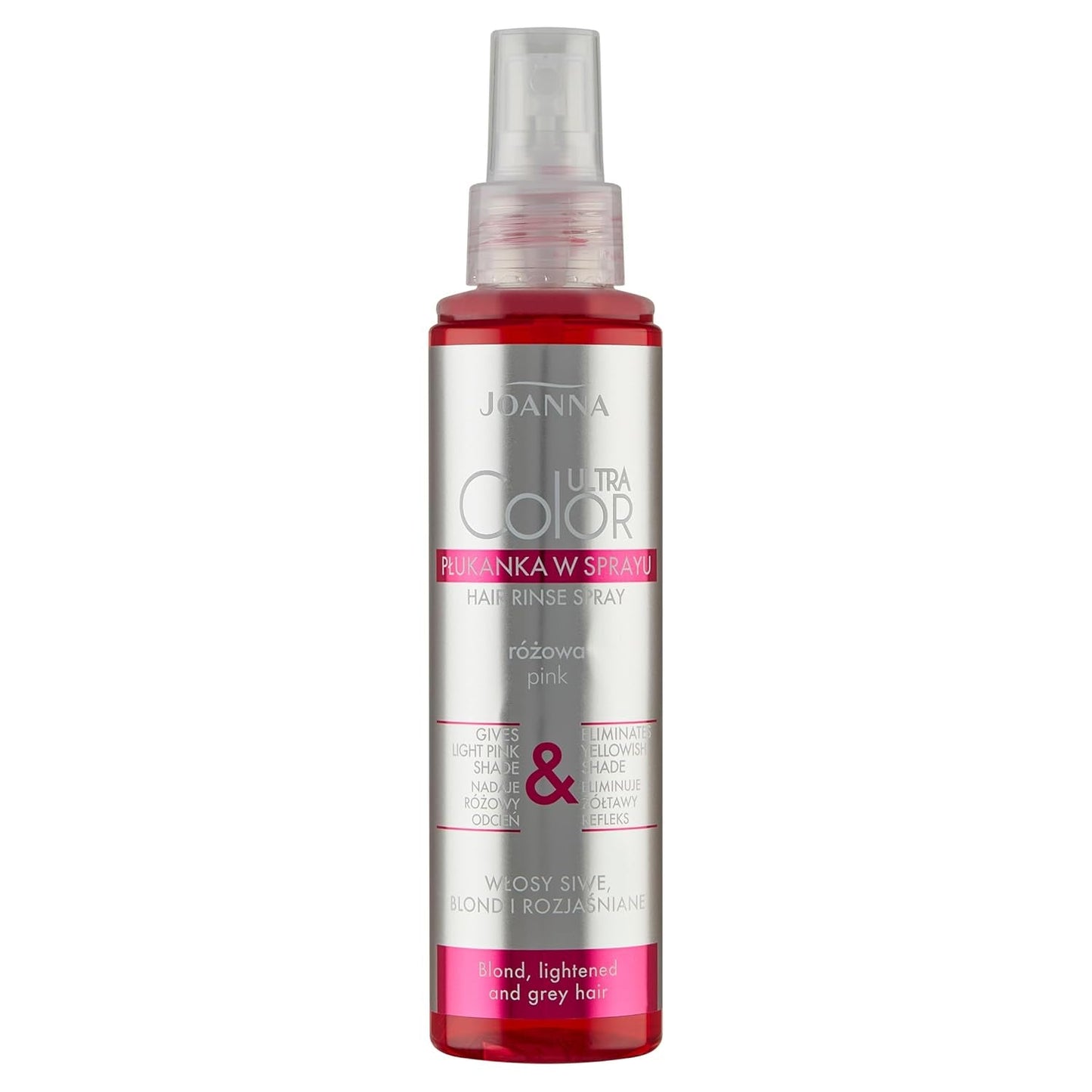 Joanna Ultra Color - Roze kleurconditioner voor blond en licht haar - Pastelroze - Natuurlijke glans - Verwijdert de gele tint uit grijsblond haar - Tijdelijke werking - 150 ml Naty Shop Spray haarverf met rozeblonde tinten 150 Ml (1 pakje)