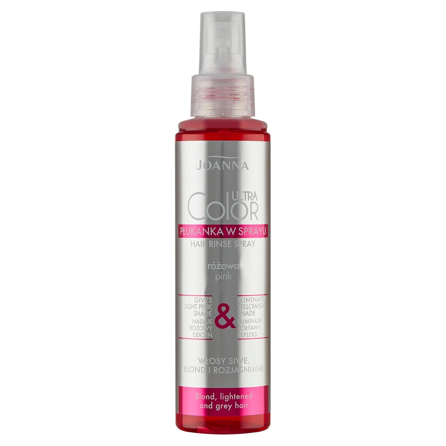 Joanna Ultra Color - Roze kleurconditioner voor blond en licht haar - Pastelroze - Natuurlijke glans - Verwijdert de gele tint uit grijsblond haar - Tijdelijke werking - 150 ml Naty Shop Spray haarverf met rozeblonde tinten 150 Ml (1 pakje)