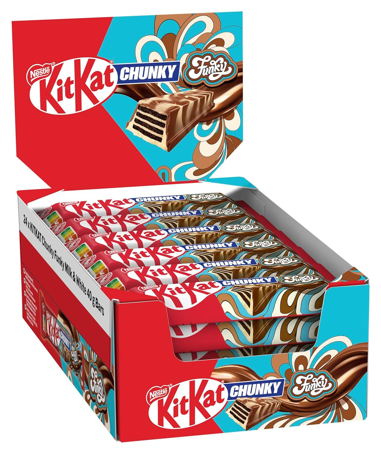 Nestlé Chunky Funky, knapperige wafel in melkchocolade, verpakking van 24 (24 x 40 g)